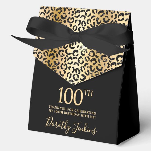 Ballotins 100th Birthday Gold Leopard Print Thank You  (Recto)