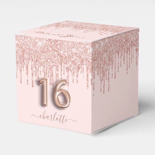 Ballotins 16e anniversaire rose rose or parties scintillant  (Verso)