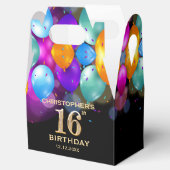 Ballotins 16e fête d'anniversaire Ballons noirs et or (Ouvert)