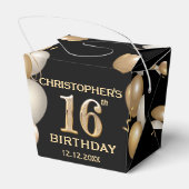 Ballotins 16e fête d'anniversaire Ballons noirs et or (Arrière)