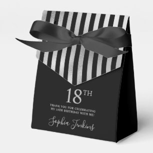 Ballotins 18e Anniversaire Rayures Argentées Merci
