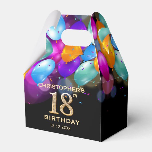 Ballotins 18e fête d'anniversaire Ballons noirs et or (Verso)