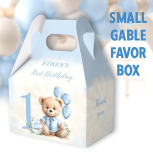 Ballotins 1er Anniversaire Bleu Beige Teddy Numéro