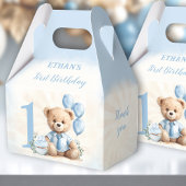 Ballotins 1er Anniversaire Bleu Beige Teddy Numéro