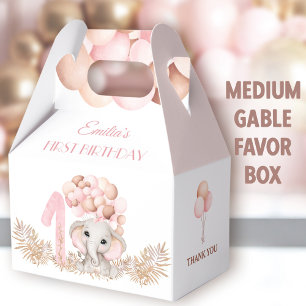 Ballotins 1er Anniversaire Fille Eléphant Ballons rose Moyen