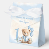 Ballotins 1er Anniversaire Garçon Bleu Beige Teddy Ours Gran (Recto)
