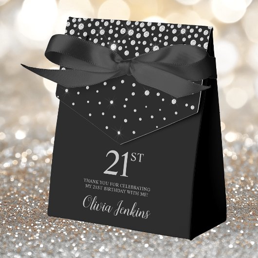 Ballotins 21e anniversaire Black Sparkly Merci