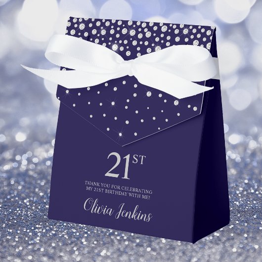 Ballotins 21e anniversaire Marine Blue Sparkly Merci
