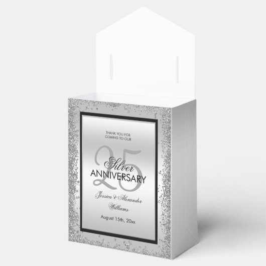 Ballotins 25e anniversaire du Mariage Glitzy Silver & Black (Ouvert)
