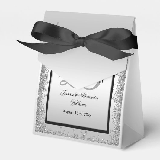 Ballotins 25e anniversaire du Mariage Glitzy Silver & Black (Verso)