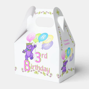 Ballotins 3e anniversaire Princesse Ours personnalisé