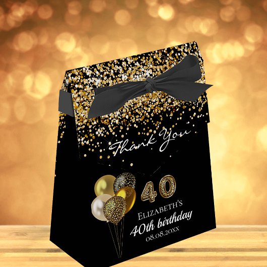 Ballotins 40e anniversaire parties scintillant d'or noir léo