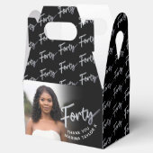 Ballotins 40th birthday Forty script silver black photo (Ouvert)