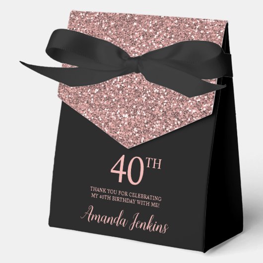 Ballotins 40th Birthday Rose Gold Glitter Thank You (Recto)