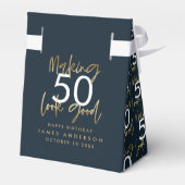 Ballotins 50e anniversaire bleu et or simple élégant moderne (Arrière)