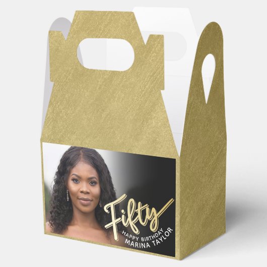 Ballotins 50e anniversaire Cinquante script or noir photos (Ouvert)