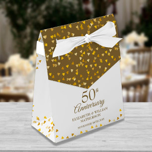 Ballotins 50e anniversaire de mariage Élégants cœurs en or