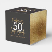 Ballotins 50e anniversaire noir et or simple élégant moderne (Arrière)