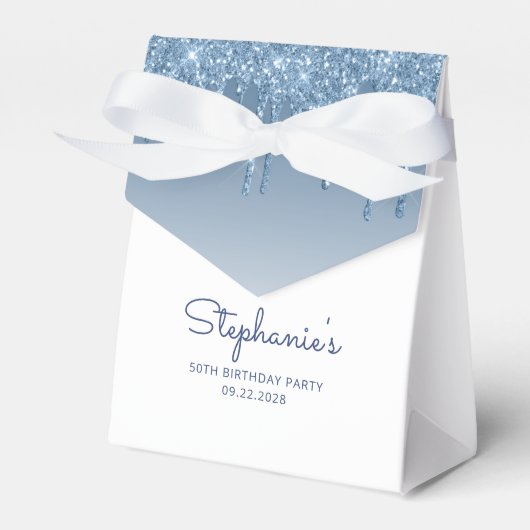 Ballotins 50e anniversaire Parties scintillant bleue Script  (Verso)