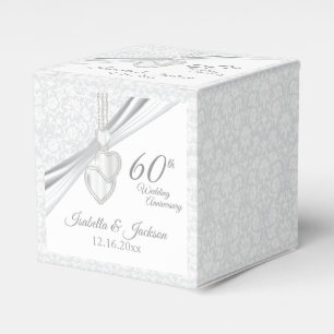 Ballotins 60e anniversaire de mariage de diamant sur fond bl