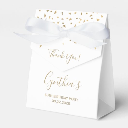 Ballotins 60e anniversaire Elegant Gold Confetti Blanc (Verso)