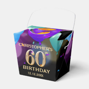 Ballotins 60e fête d'anniversaire Ballons noirs et or