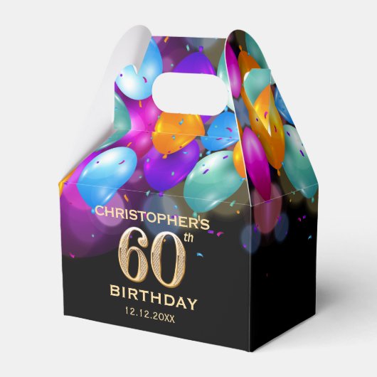 Ballotins 60e fête d'anniversaire Ballons noirs et or (Verso)