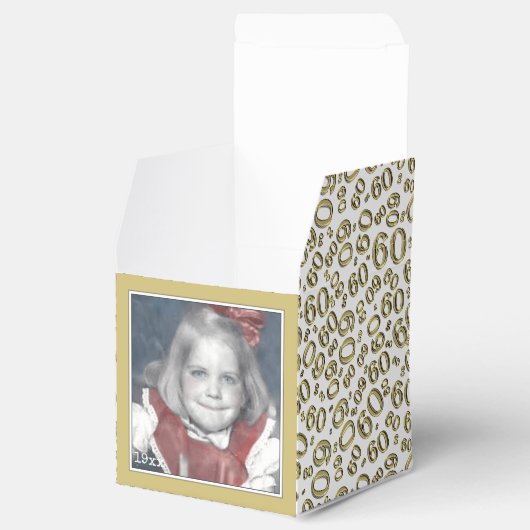 Ballotins 60e photo Keepsaké - Motif numérique or/blanc (Ouvert)