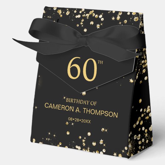 Ballotins 60th Birthday  Black & Gold Confetti Personalized (Recto)