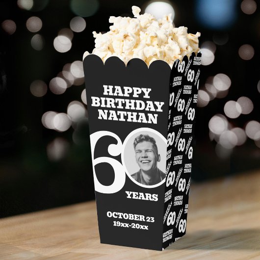 Ballotins 60th birthday photo black and white custom popcorn