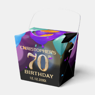 Ballotins 70e fête d'anniversaire Ballons noirs et or