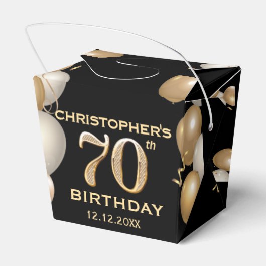 Ballotins 70e fête d'anniversaire Ballons noirs et or (Arrière)