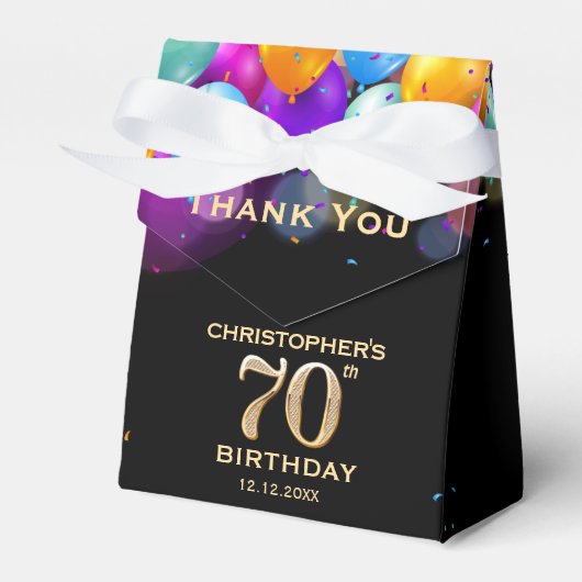 Ballotins 70e fête d'anniversaire Ballons noirs et or (Verso)