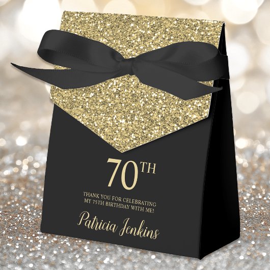 Ballotins 70th Birthday Gold Glitter Thank You