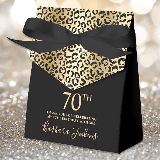 Ballotins 70th Birthday Gold Leopard Print Thank You
