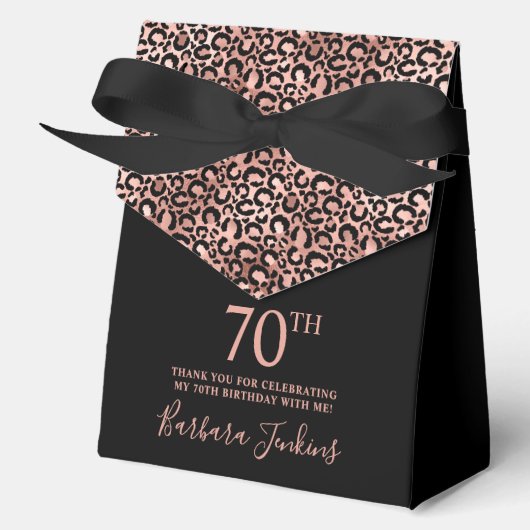 Ballotins 70th Birthday Rose Gold Leopard Print Thank You  (Recto)