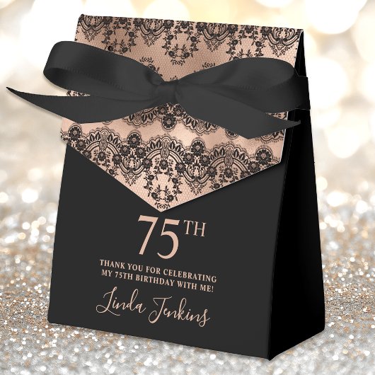 Ballotins 75th Birthday Elegant Rose Gold Lace
