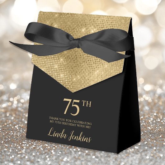 Ballotins 75th Birthday Gold Thank You Favor Box