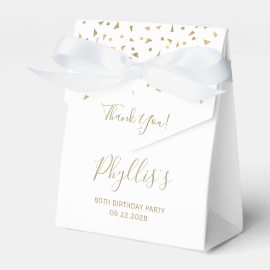 Ballotins 80e anniversaire Elegant Gold Confetti Blanc (Verso)
