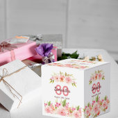 Ballotins 80e anniversaire fleurs roses blanc merci