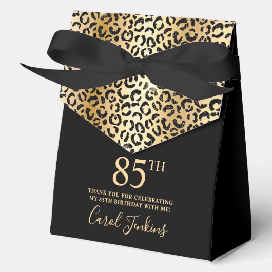 Ballotins 85th Birthday Gold Leopard Print Thank You  (Recto)