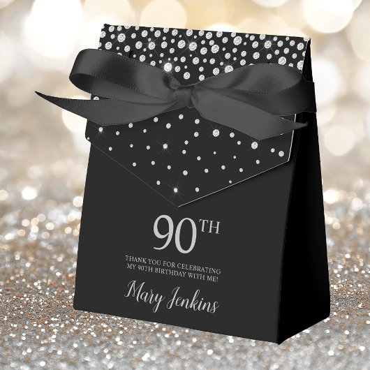 Ballotins 90e anniversaire Black Sparkly Merci