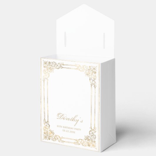 Ballotins 90e anniversaire Elegant White Gold encadré Script (Ouvert)