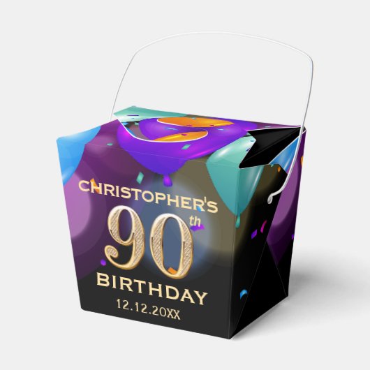 Ballotins 90e fête d'anniversaire Ballons noirs et or (Verso)