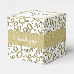 Ballotins 90e Merci Anniversaire Or/Blanc Motif numérique