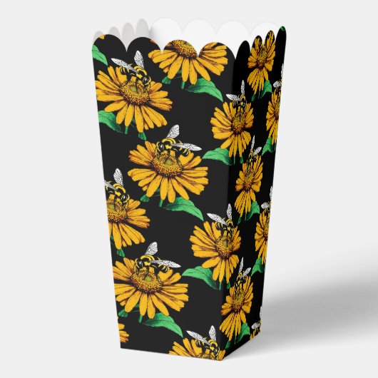 Ballotins Abeille sur Tournesol Fleur Motif Design Noir (Verso)