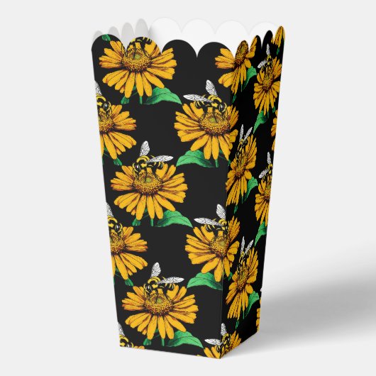 Ballotins Abeille sur Tournesol Fleur Motif Design Noir (Recto)