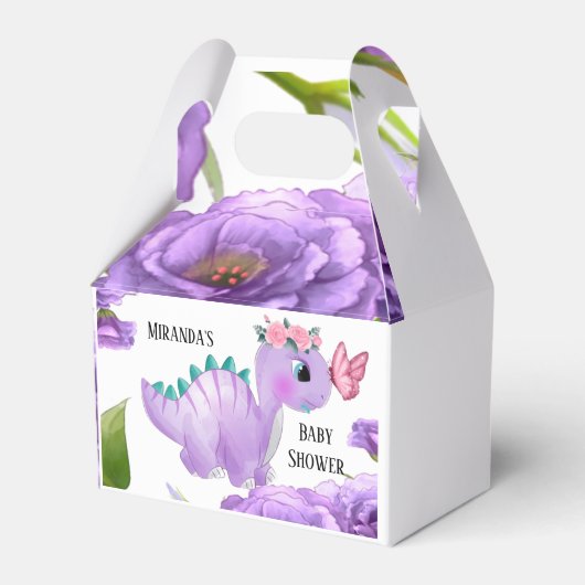 Ballotins Adorable Dinosaure Violet Baby shower Floral (Verso)