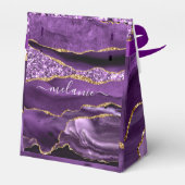 Ballotins Agate Purple Gold Marble Custom Name Box Cadeau (Arrière)