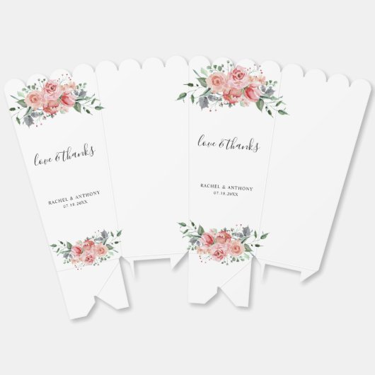 Ballotins Aimer & Merci Rose Rose Aquarelle Mariage Chic (Déplié)